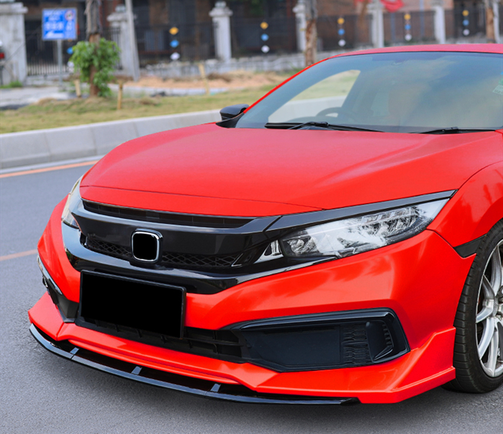 For Honda Civic 10th Gen 2019 2020 Red Front Bumper Lip Body Kit