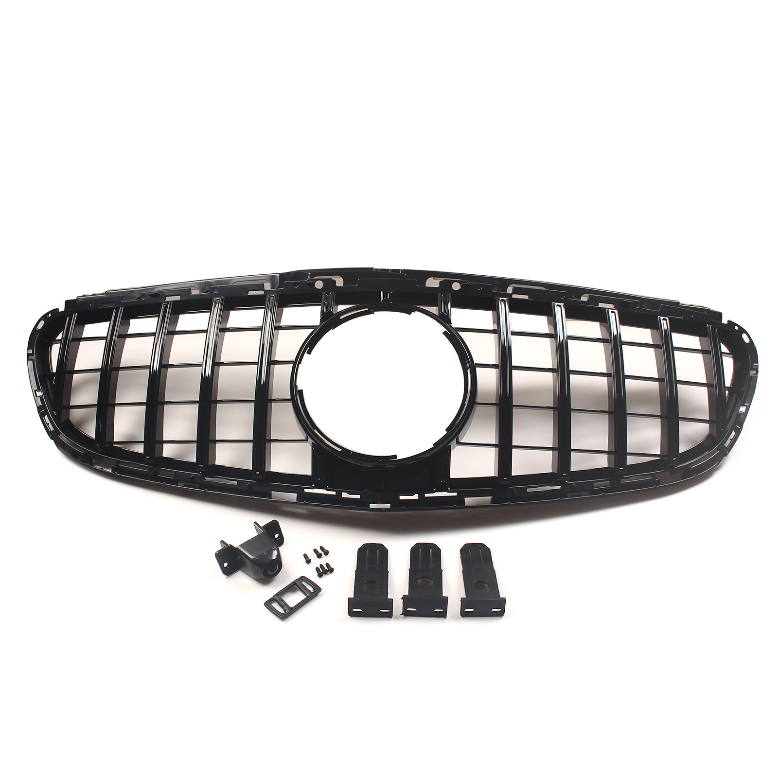 Front Bumper Grille Grill Shiny Black For Benz 14-16 E-Class W212