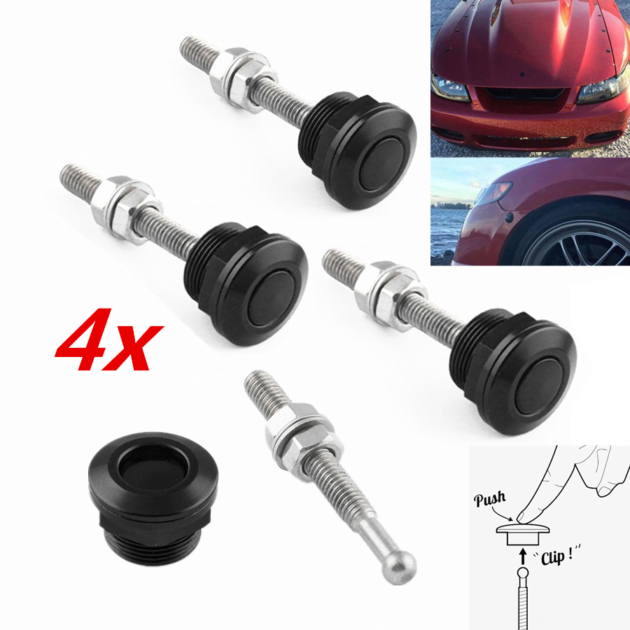 7/8" Mini Race Car Bumper Hood Latch Rod Kit Black CNC Quick Disconnect