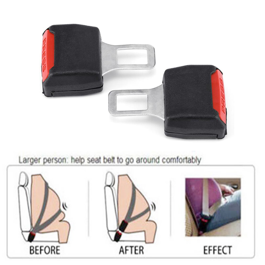 6x Adjustable Seat Belt Clip Extender Extension Safety Buckle Universal Ca KWY