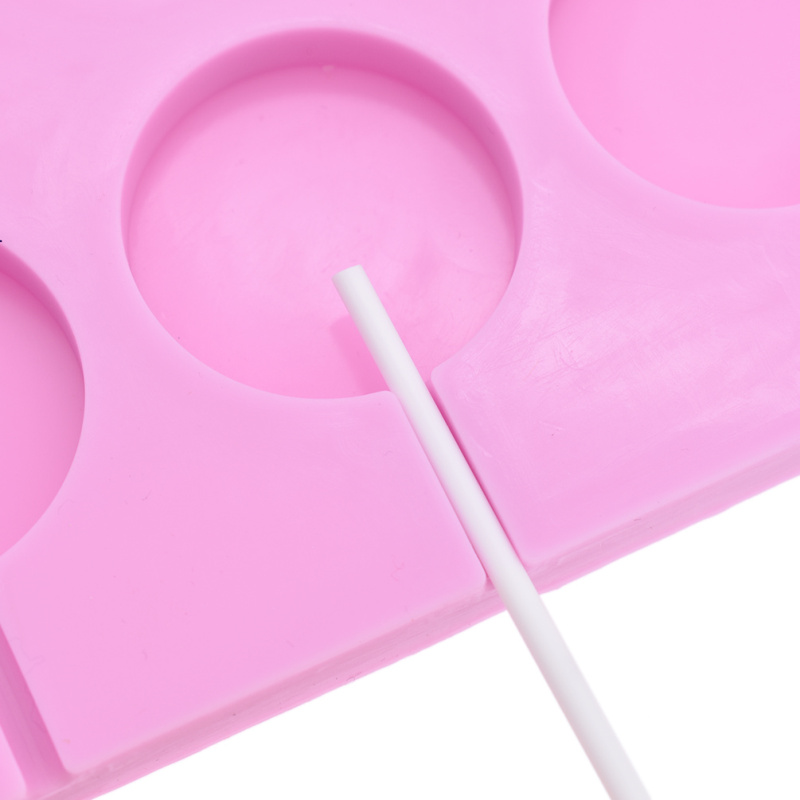 Round Silicone Lollipop Baking Hard Candy Mold DIY Mould With Sticks 12