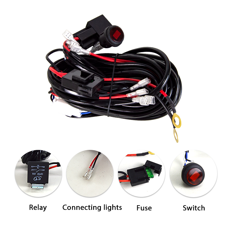 12V 40A 4 Lead Wiring Harness Cable Kit for Car Off road SUV Led Work