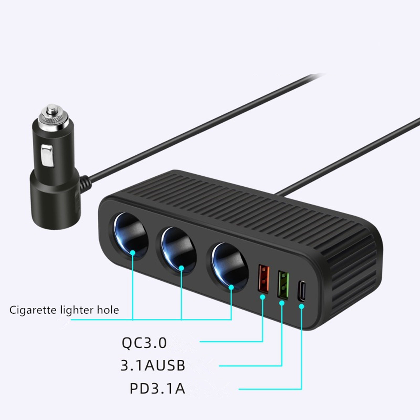 3 in 1 cigarette lighter adapter Unique Bargains to Car DC 12V 24V Charger Three-Way Socket Splitter Female Socket Plug Connector one_size Feature Color LIHAN 120W Car Splitter, 3