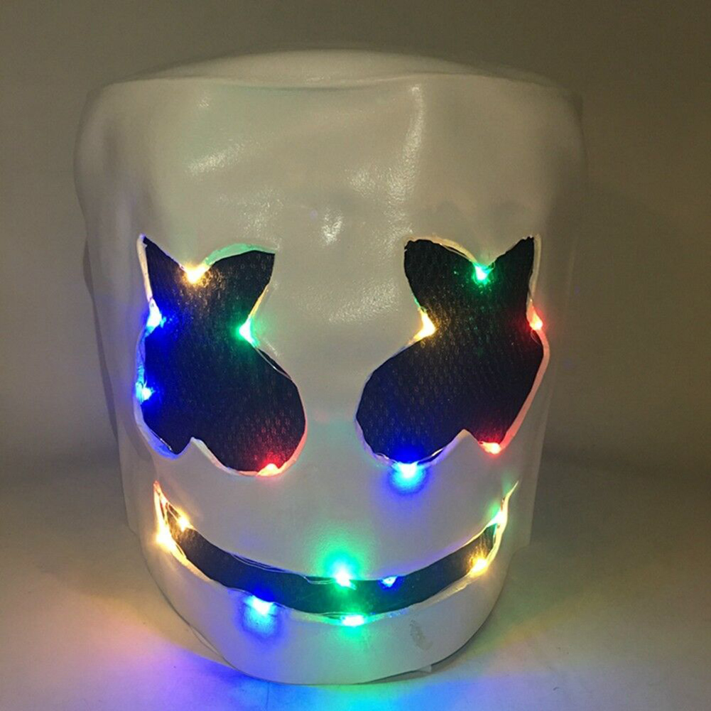 LED MarshMello DJ Mask Full Head Helmet Halloween Cosplay Mask Bar