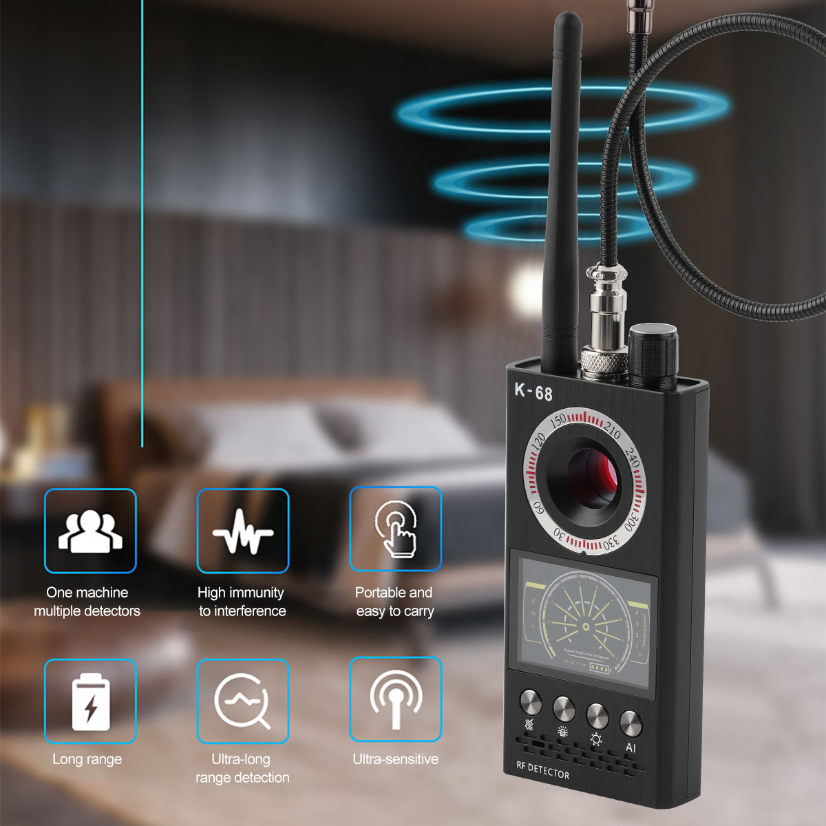 New K68 Anti-Spy RF Detector Camera GSM Audio Bug GPS Finder