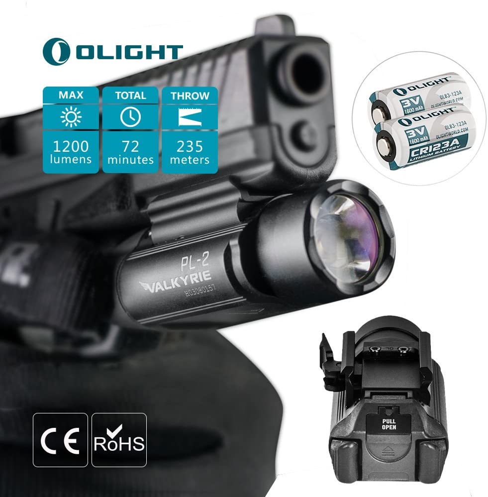 OLIGHT PL-2 Valkyrie 1200 Lumens Rail Mounted LED Tactical Light Pistol ...