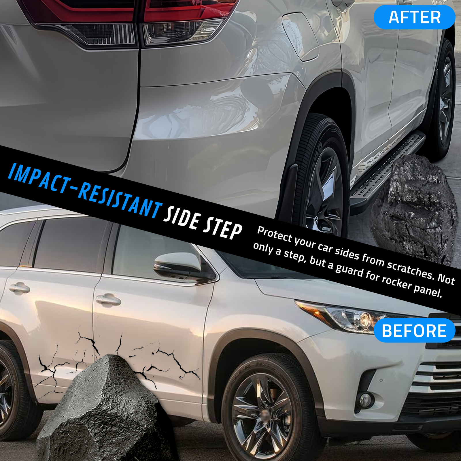 For 2014-2019 Toyota Highlander Aluminum Running Board Side Step