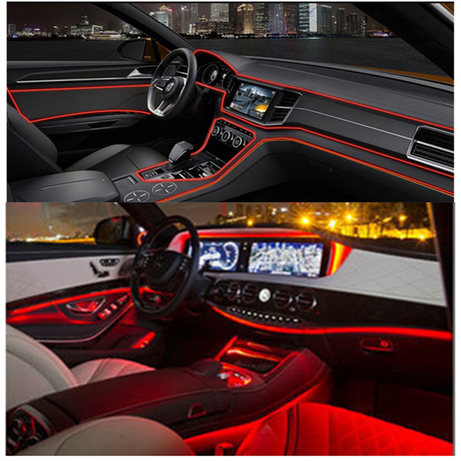 Details About Red Fiber Optic Interior Lights Ambient Light Decor For Car Door Center Console