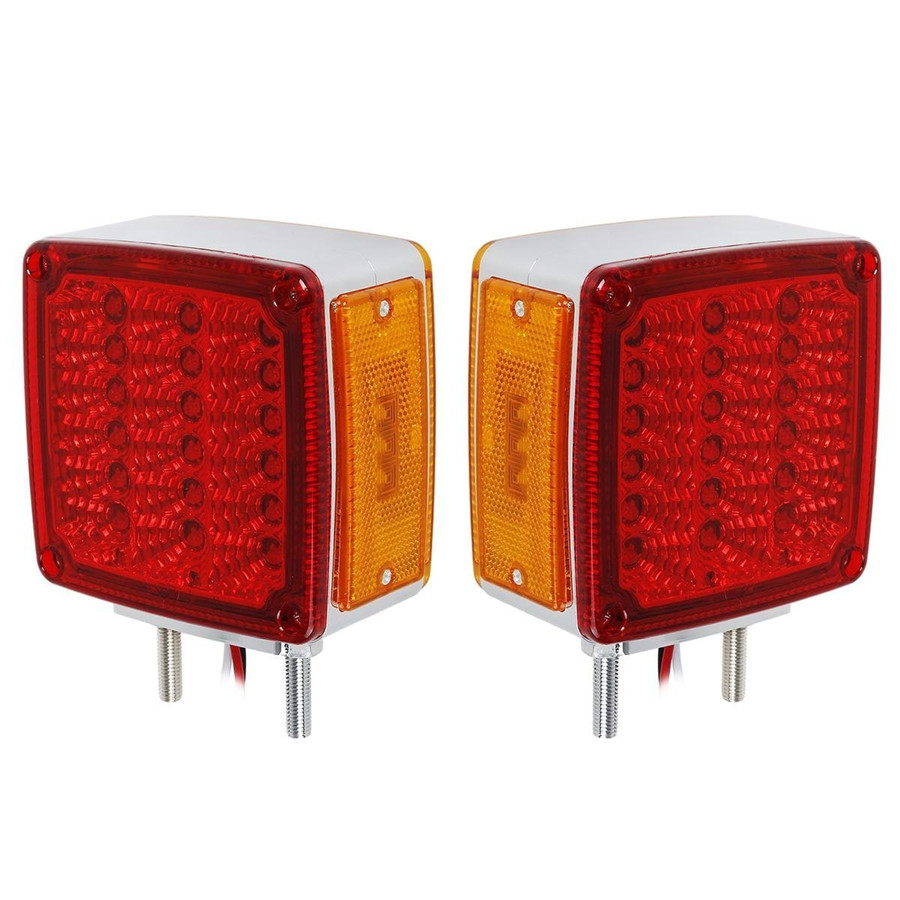Partsam Set 39LED Square Pedestal Stud Mount Fender Double Face Stop