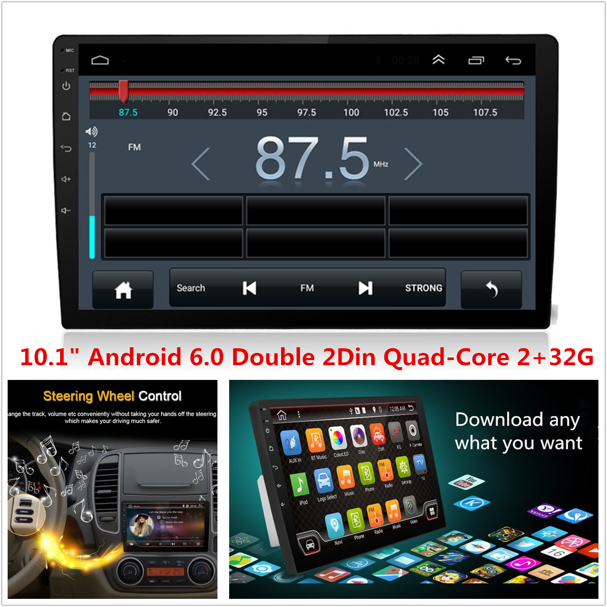 10.1/" Android 6.0 Double 2Din Quad-Core Car Stereo Radio GPS Wifi 4G Navigation