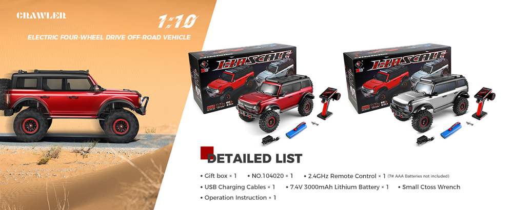 WLtoys 104020 1:10 RC Off-Road Car Crawler Truck 4WD Electric