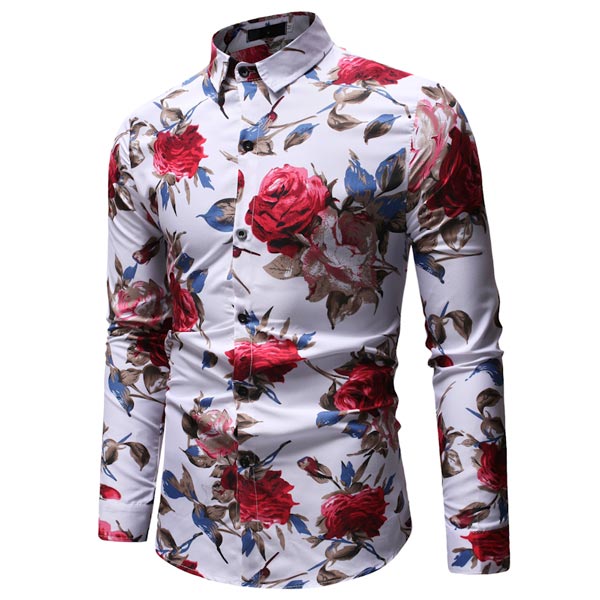 T-shirt men's casual floral formal long 