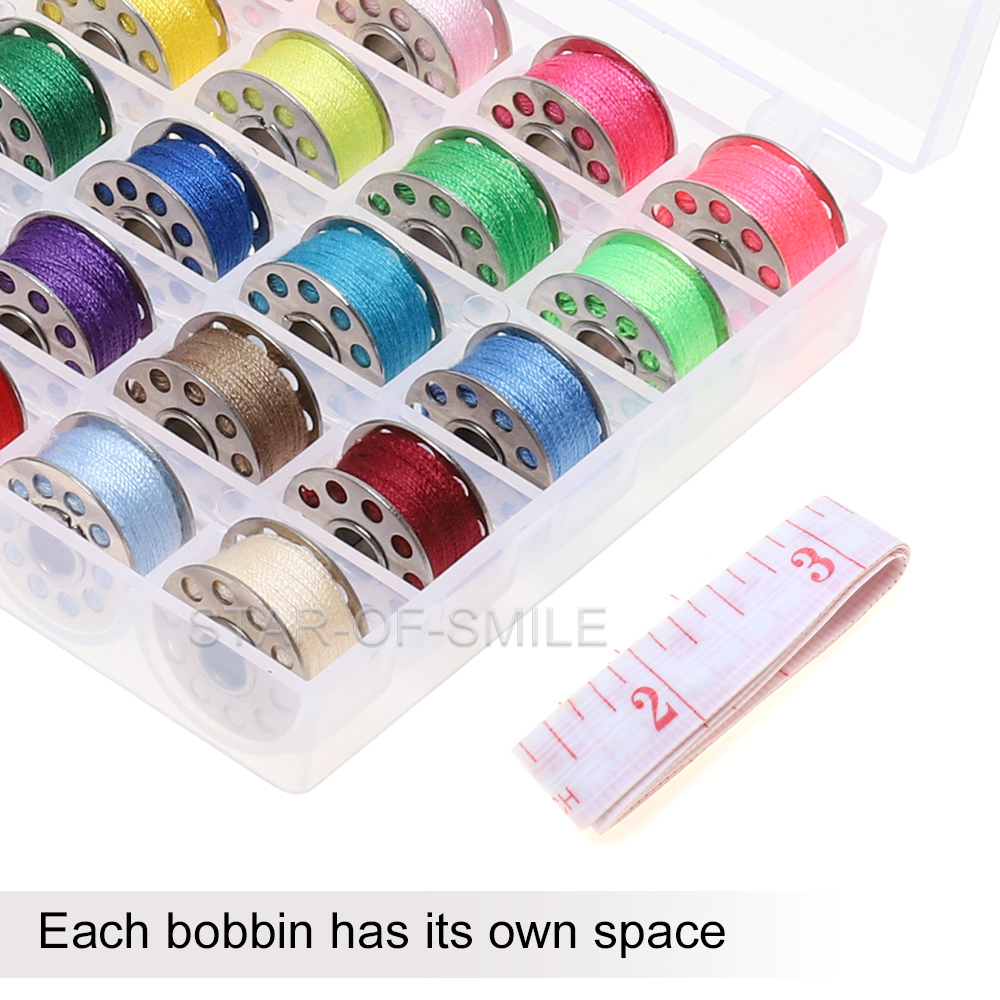 50 Pieces 2 Bobbin Sewing Thread Kit Bobbins and Sewing Thread Assorted ...