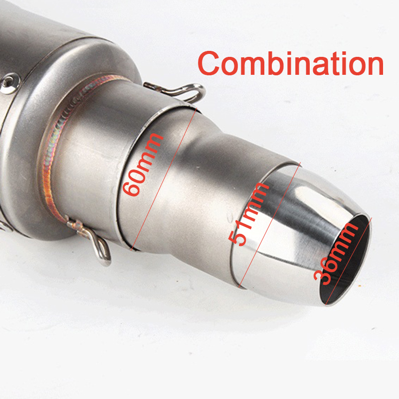 Universal Motorcycle Exhaust Pipe Adapter 60mm to 51mm to 36mm Muffler