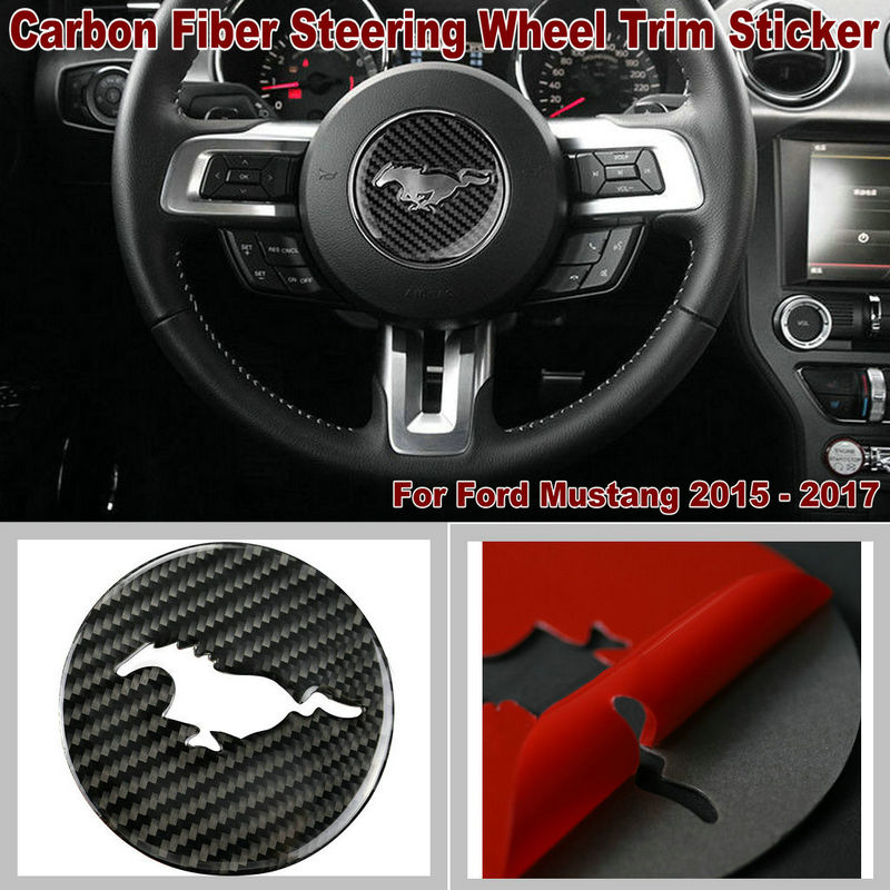 Details About Carbon Fiber Interior Steering Wheel Trim Sticker Cover For Ford Mustang 15 17