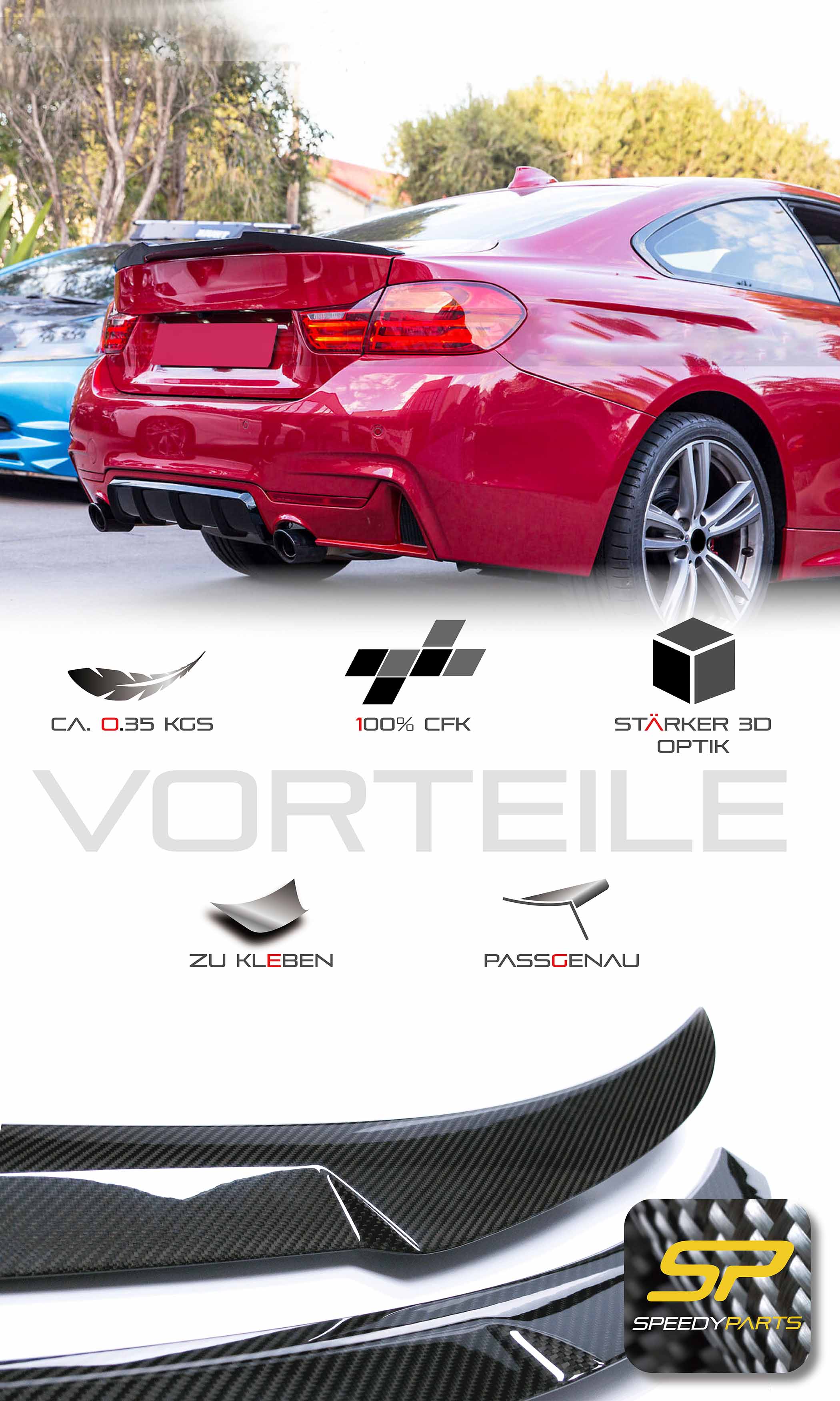 100% Echt Carbon Fiber Heckspoiler Spoiler Lippe M4 Look für BMW 4er F32  Coupe