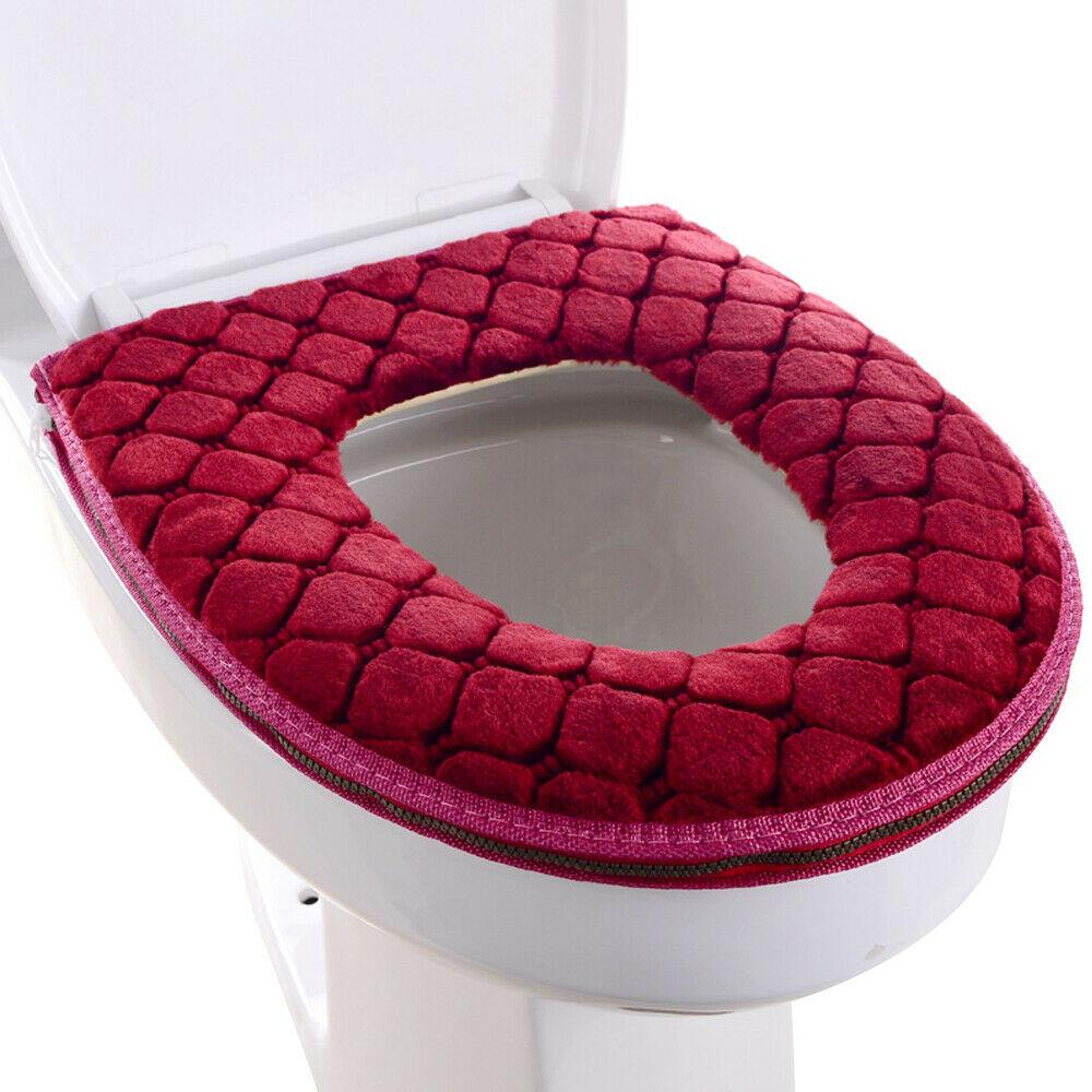 Winter Warme Toilette Sitzbezug Closestool Matte Waschbare Badezimmer  Strickung Reine Farbe Weiche O-Form Pad Bidet Cover
