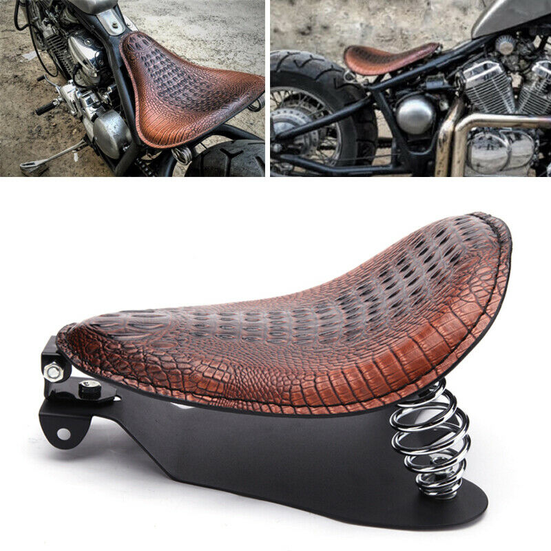 Brown Alligator Motorcycle Solo Seat For Harley Softail Road King