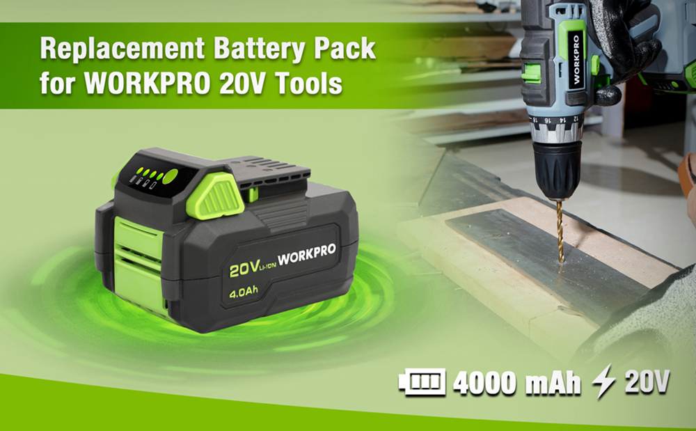 WORKPRO 20V Cordless Leaf Blower with 5 Adjustable Speeds 4.0Ah Larger Capacity Battery and Quick Charger Included