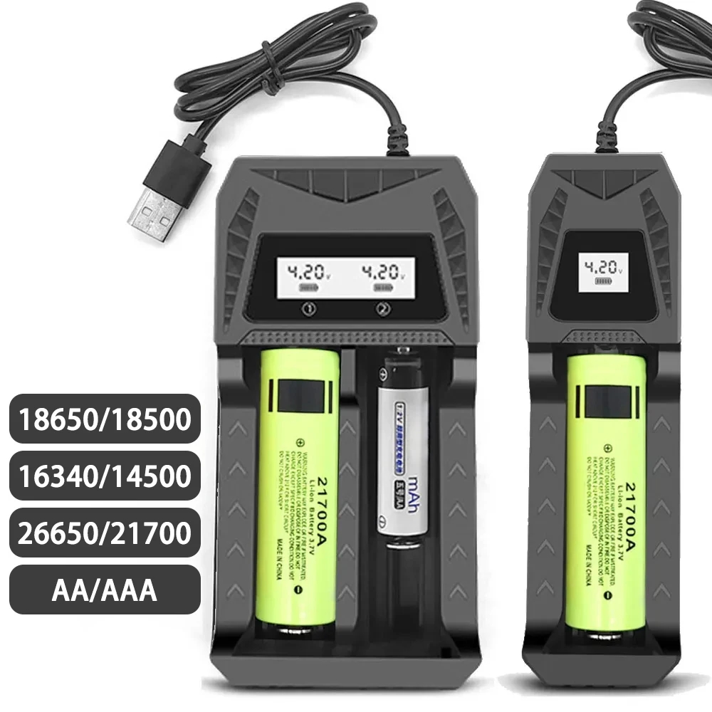 Chargeur De Piles Rechargeables Aa-Aaa, Lcd 4 Slots Chargeur De Piles