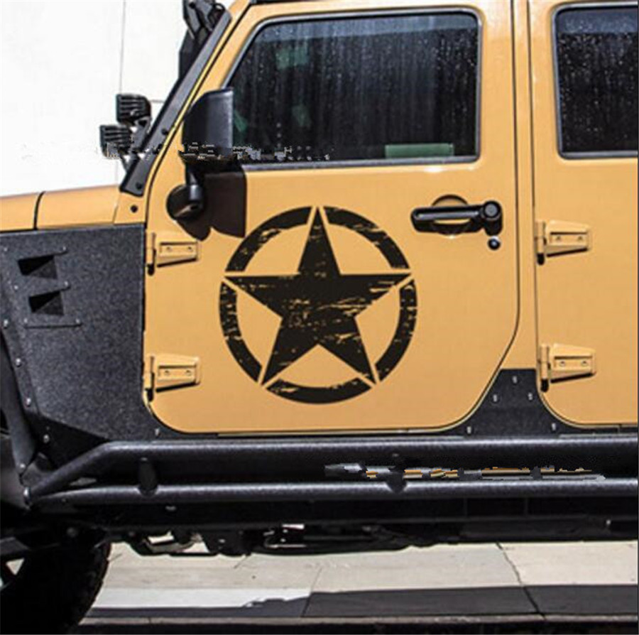 Vinyl Black Car Stiker Distressed Army Military Star Hood Decal 50x50cm ...