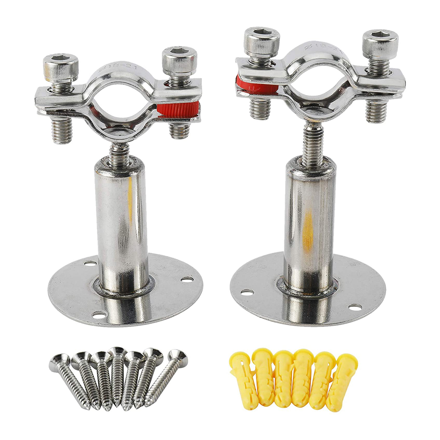 Adjustable Bracket Clamp for Dia 19mm 1//2-inch Pipe Tube QWORK Stainless Steel Wall Mount Ceiling Mount Pipe Support