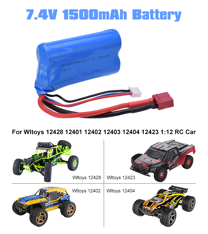 Remote Control Car 7 4v 1500mah Rechargeable Li Ion Battery For Wltoys 4wd Rc Cars 12401 12402 12403 12404 12423 12428 Series Spare Part Replacement Battery Spare Parts Hobbies Kolenik Remote App Controlled Vehicles Parts