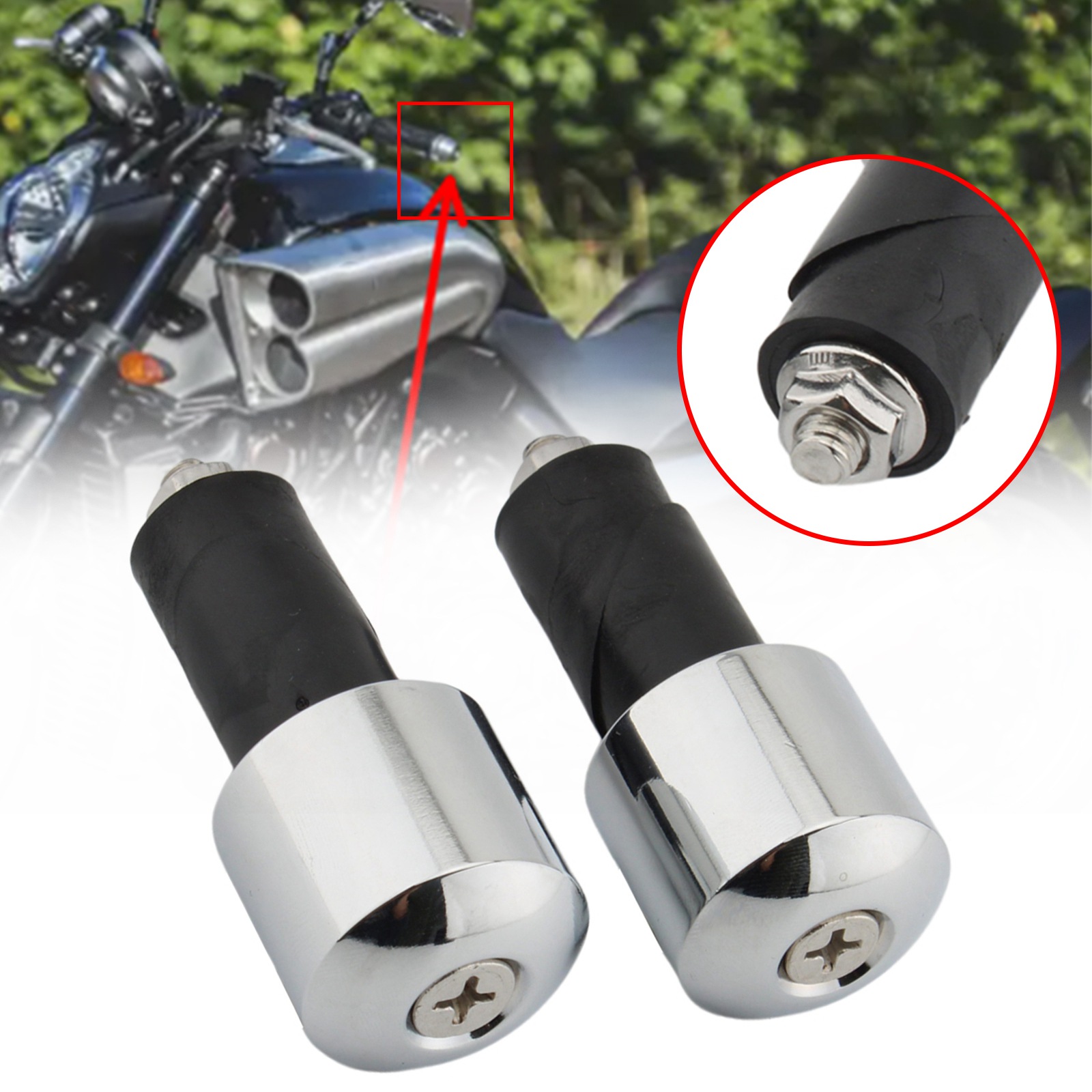 Yamaha VMAX 400 450 500 540 750 1200 1700 Chrome Bar Ends 18MM 
