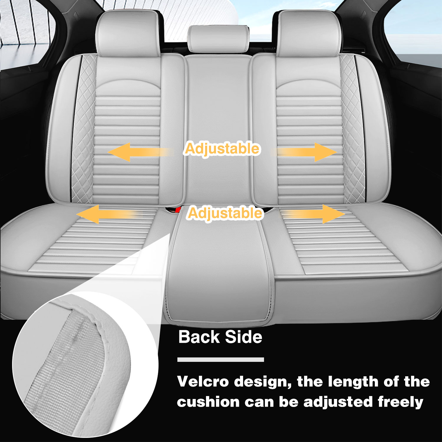 thumbnail interactive-video image 1 of Faux Leather Full Set Car Seat Covers For Audi A3 A4 A5 – Beige – Front & Rear With Headrests 1 of 6