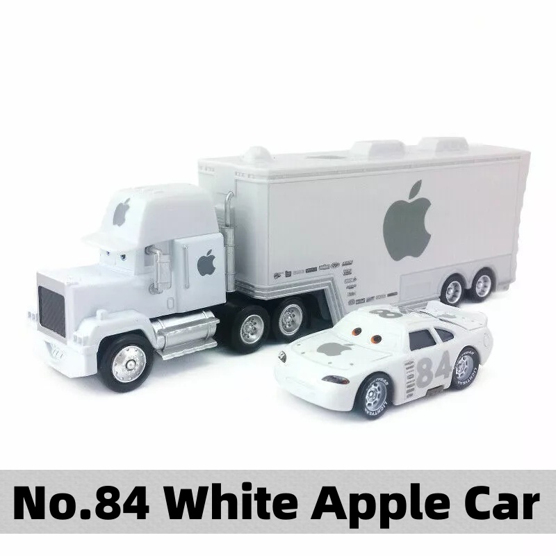 1-2pcs Disney Pixar Cars No.84 White Apple Hauler Truck 1:55