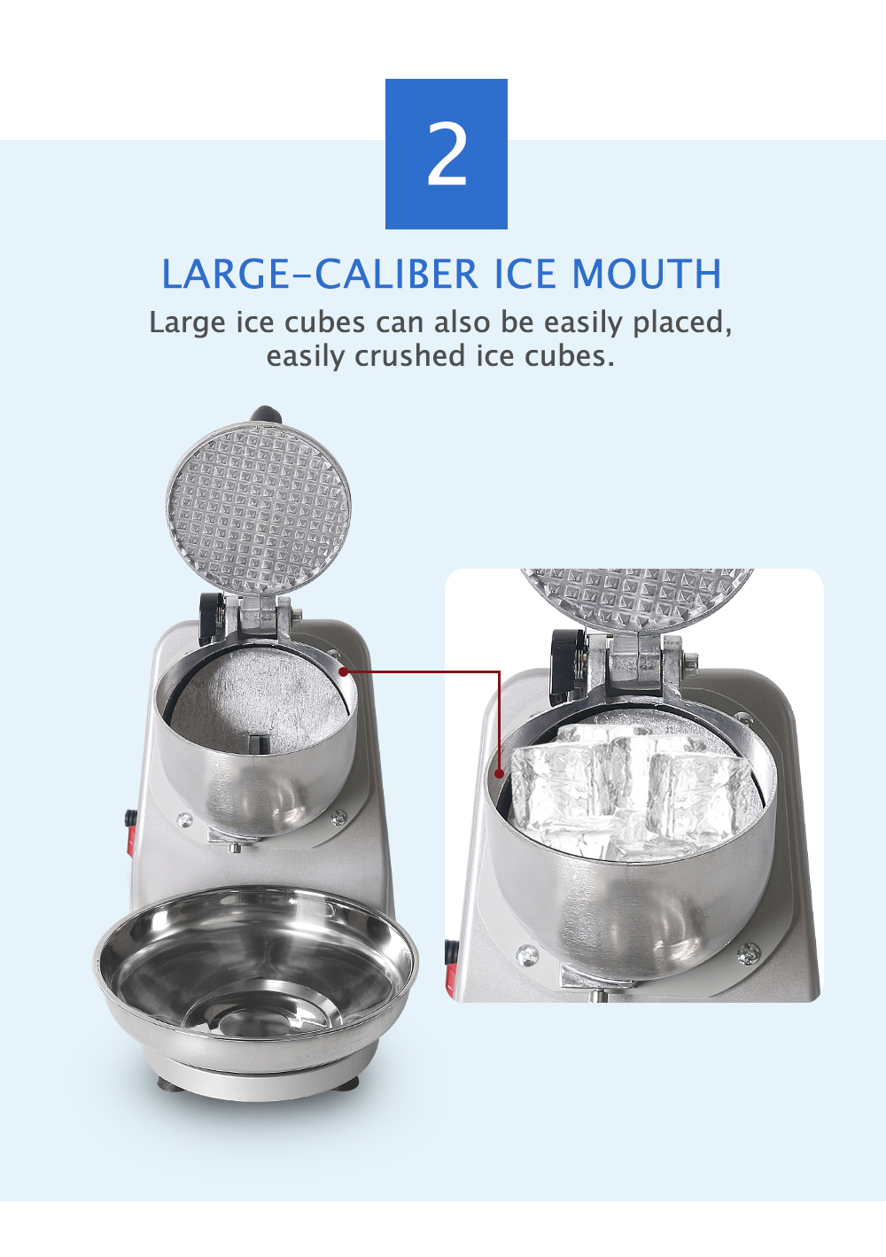 New Stainless Steel Electric Ice Crusher Ice Crushing Machine Snow Ice Maker