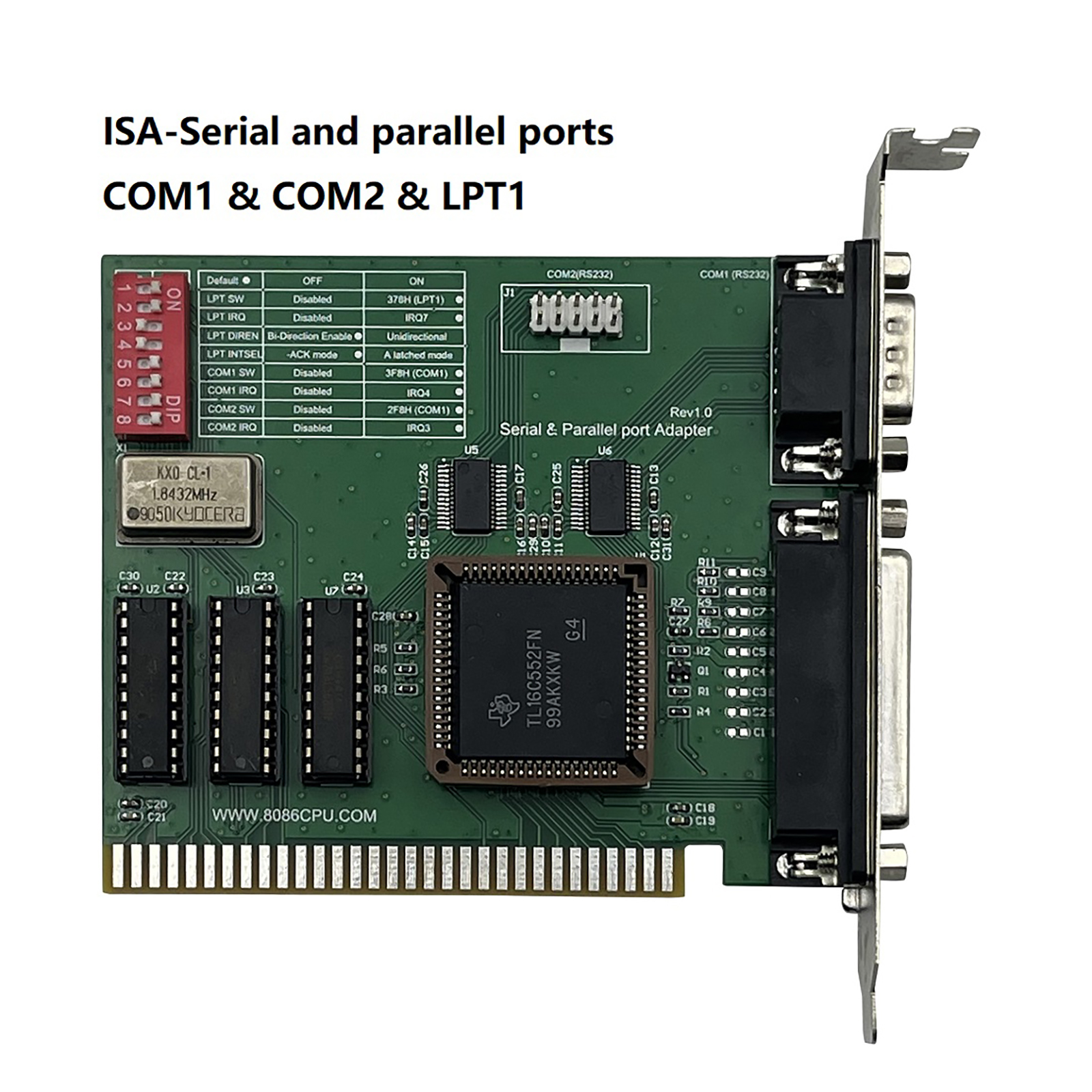 ISA RS232 Serial and Parallel Port Expansion Card ISA COM1 COM2
