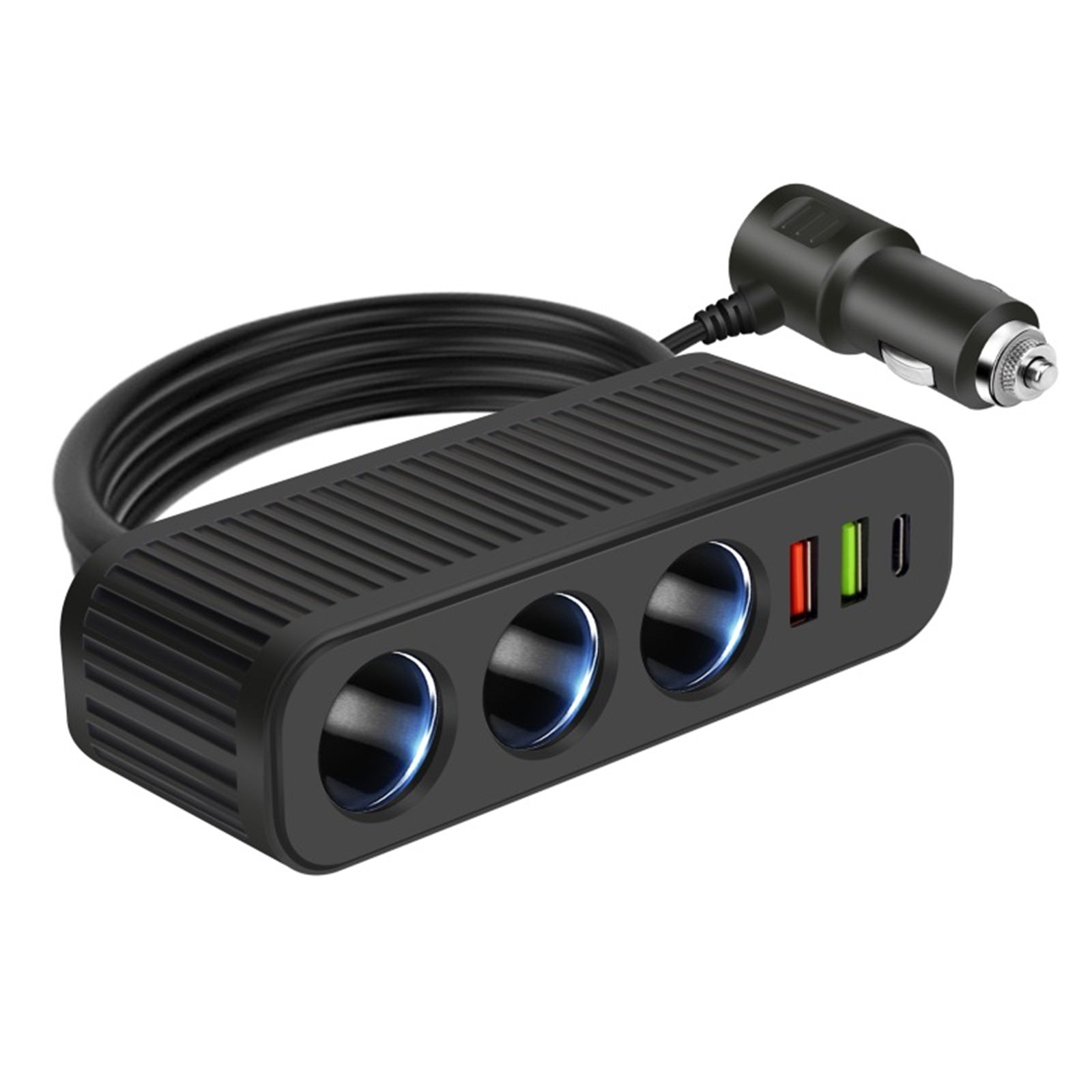 120W DC 12-24V 3-Socket Car Cigarette Lighter Splitter Charger Extender  Parts