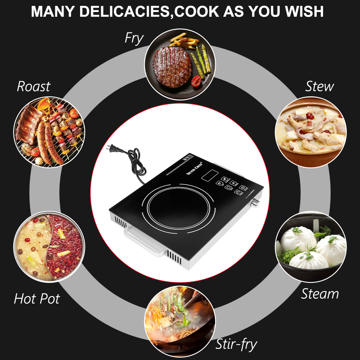 110V Portable Induction Infrared Cooktop Burner Countertop Cooker Hot Pot  Stove