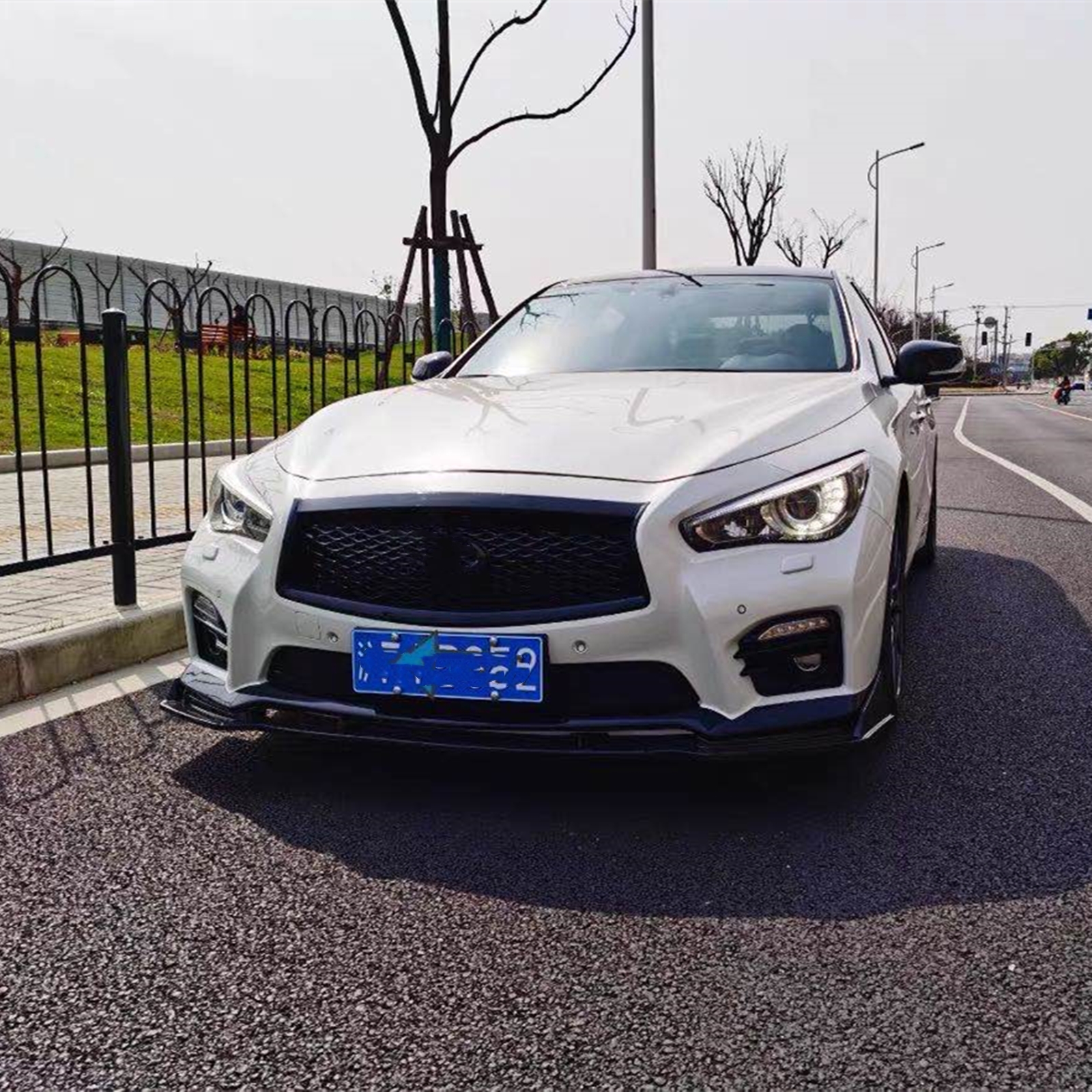Carbon Fiber Front Grill Mesh Frame Cover For Infiniti Q50 Sedan 4 Door 2014 2016