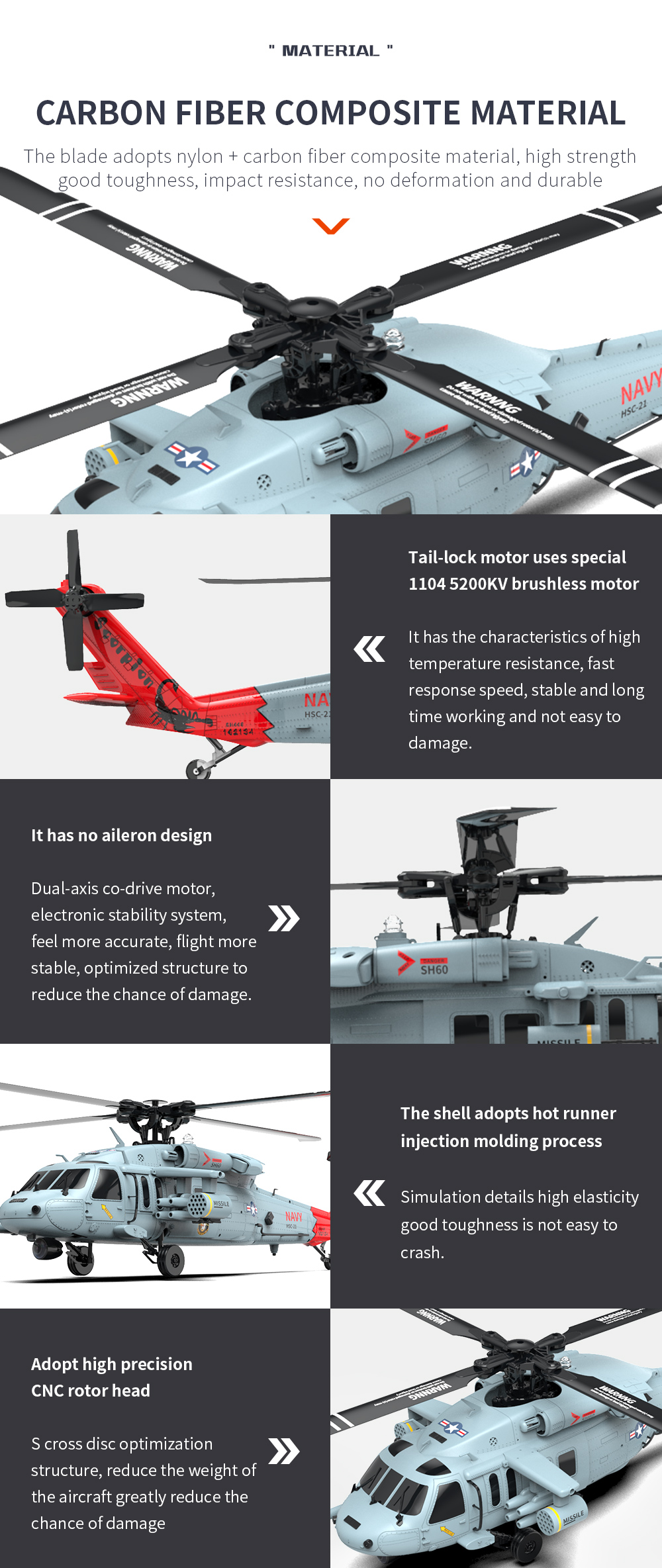 YXZNRC F09H RC Helicopter 1:47 2.4G 6-Axis Gyro 8CH GPS Brushless