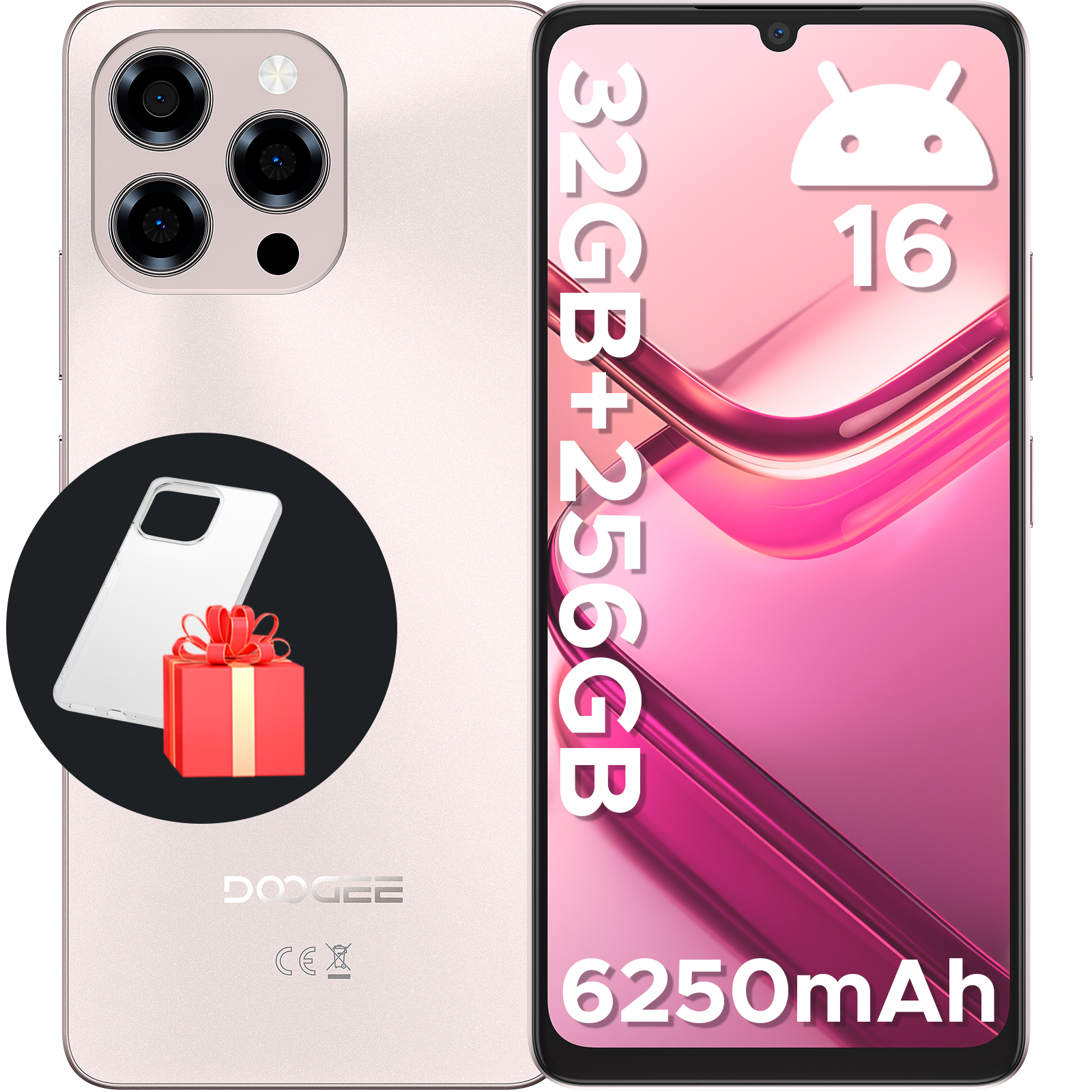 DOOGEE Note58 Pro Android 16 Smartphone 32GB+256GB 6250mAh 6.75