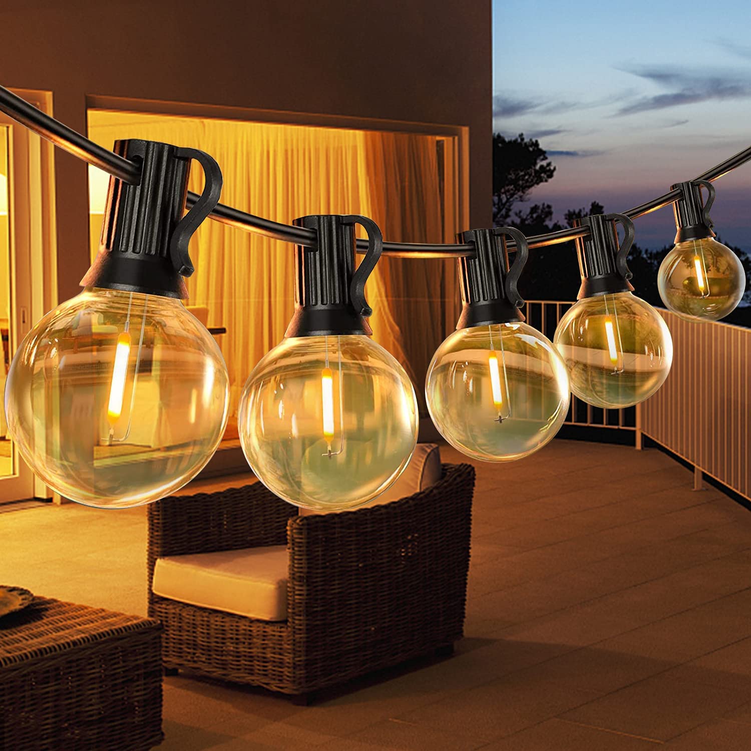 15M Outdoor LED Lichterkette Außen Strom Glühbirnen 25 G40 Birnen Aussen Garten