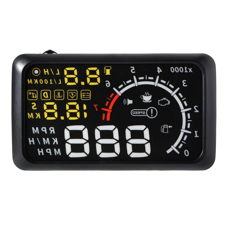A8 Car Head up Display HUD 5.5 Dash Screen Projector OBD II OBD2 Auto Gauge RPM MPH Speedometer Warning Fuel Consumption Temperature Multiple-Color Bright KAOLALI