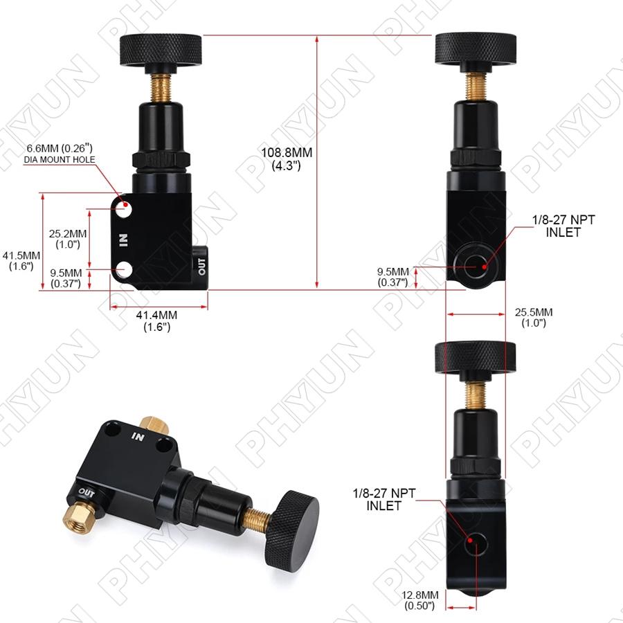 Adjustable Proportioning Valve,Adjustable Inline Brake Proportioning Valve With 2lb 10lb Residual Valve Kit 260‑8419 Universal Accessories