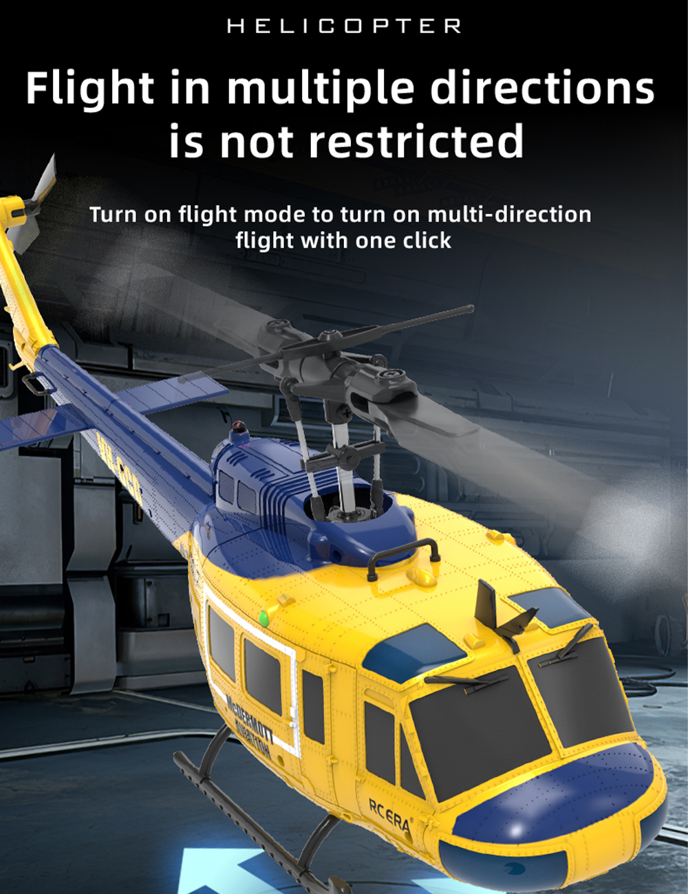 RC ERA C032 Huey UH-1 RC Helicopter 1/48 Gyro 6CH 3D One-key