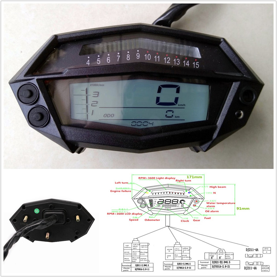 Motorcycle Bike Lcd Digital White Backlight Speedometer