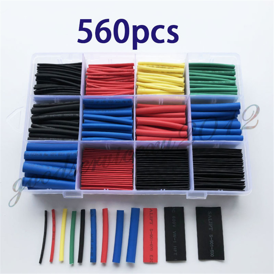 560 Pcs/Boxed Car Insulation Heat Shrink Tubing Electrical Wire Wrap ...