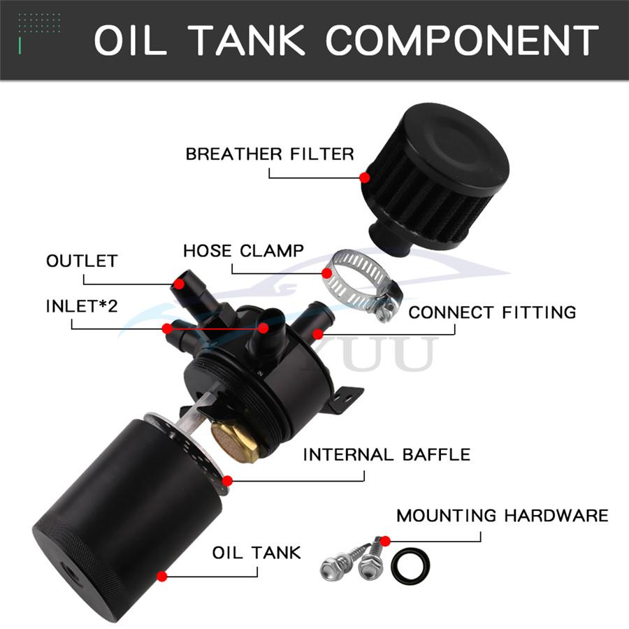 TunerRack Premium 2-Port Baffled Oil Catch Can Oil Separator Reservoir