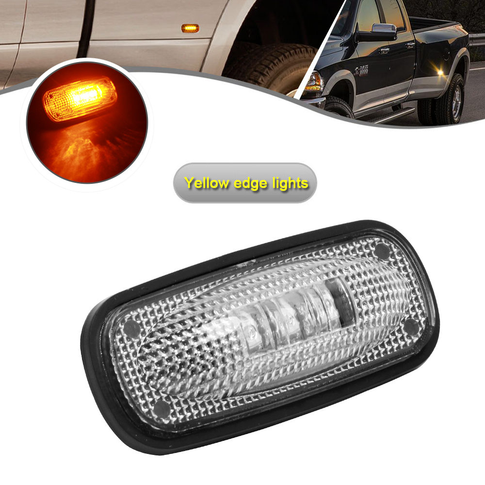 2003-2009 DODGE RAM 3500 LED SIDE FENDER DUALLY BED MARKER LIGHTS CLEAR 4 PC SET