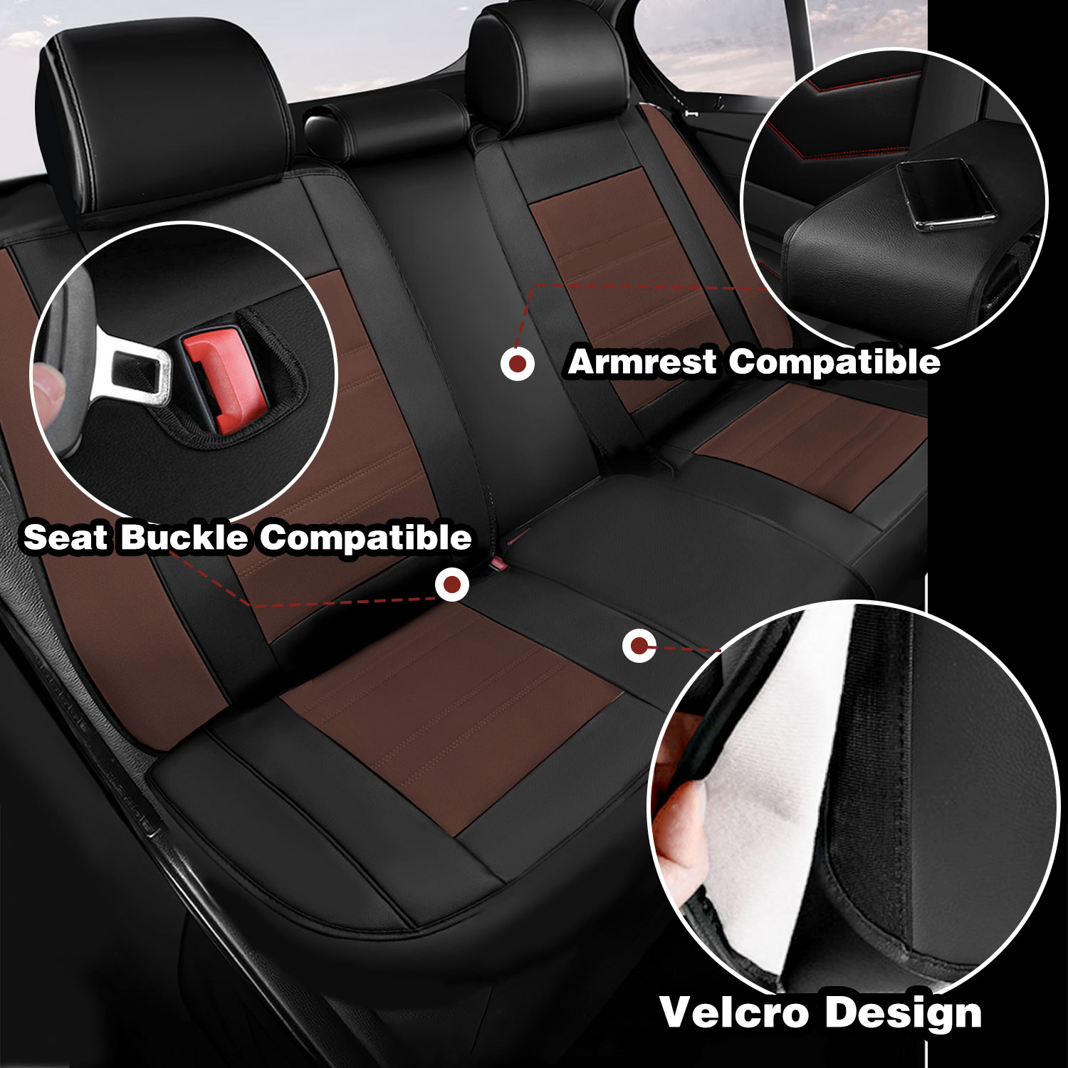 Fits 07-25 Jeep Wrangler JK JL Seat Covers Black PU Leather w Fits 07-25 Jeep Wrangler JK JL Seat Covers Black PU Leather w