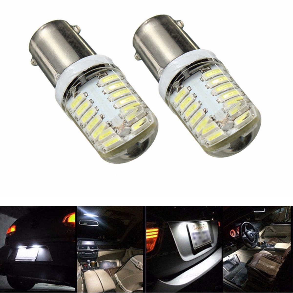 10x 12V BA9S T11 T4W 4014 White LED 24-SMD Car SUV Side Light Bulb Interior Lamp
