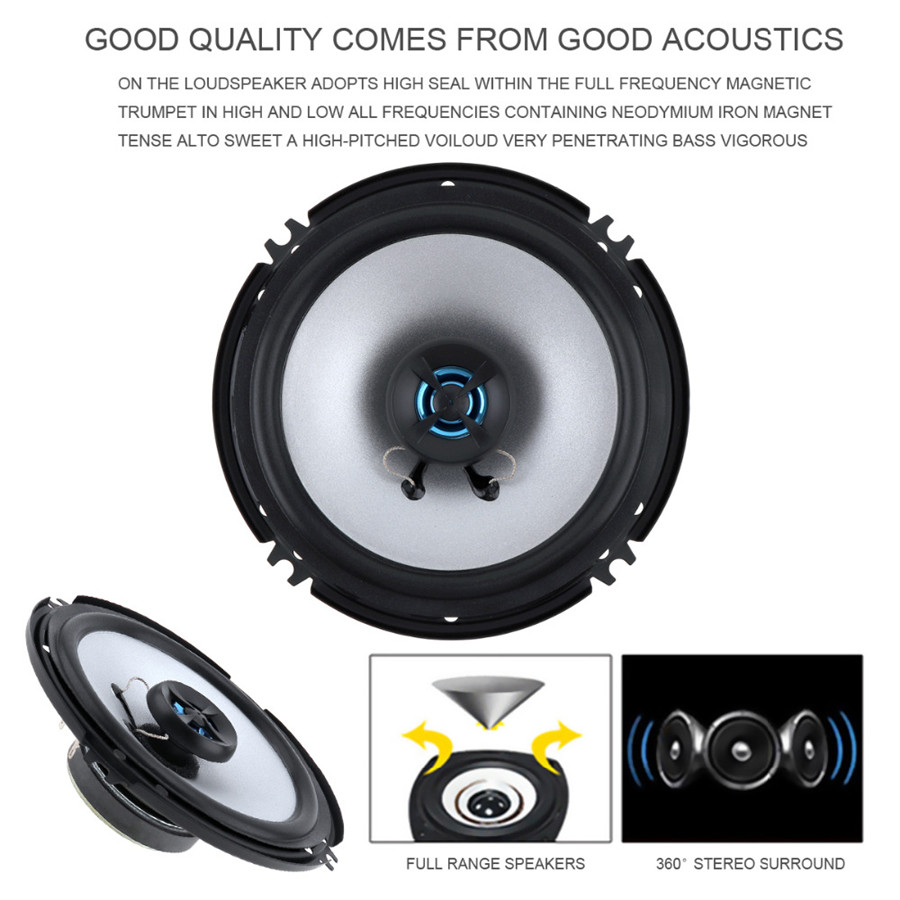 2pcs 6.5 Inch 100W 2 Way Car Coaxial Speaker Audio Music Stereo Full