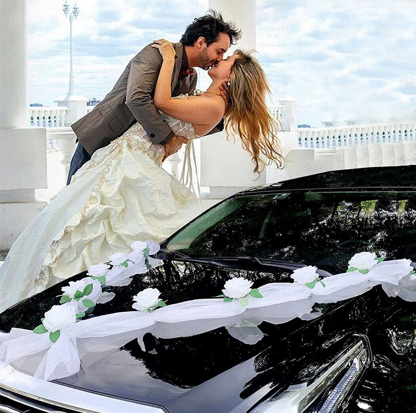 Auto Schmuck Braut Paar Rose Deko Dekoration Autoschmuck Hochzeit