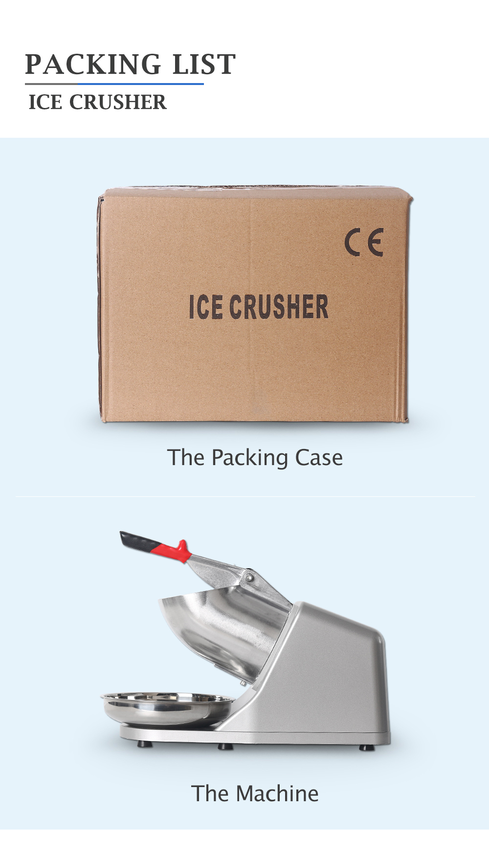 New Stainless Steel Electric Ice Crusher Ice Crushing Machine Snow Ice Maker